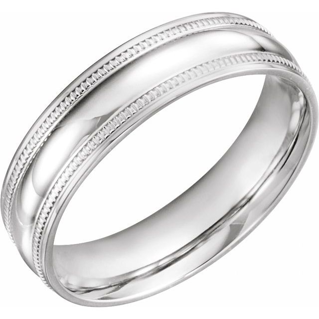 14k White 6 Mm Coin Edge Design Band Size 10