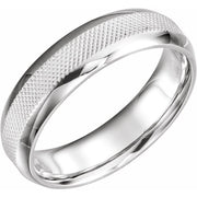 14k White 6 Mm Knurl Half Round Band Size 10