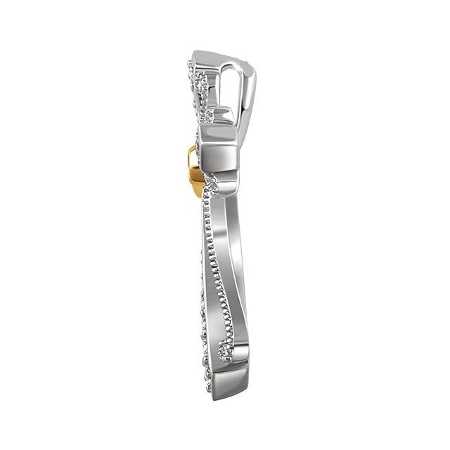 14k White/yellow 1/6 Ctw Natural Diamond Cross Pendant