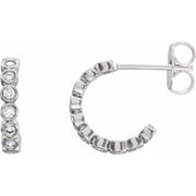 14k White 1/4 Ctw Natural Diamond Hoop Earrings