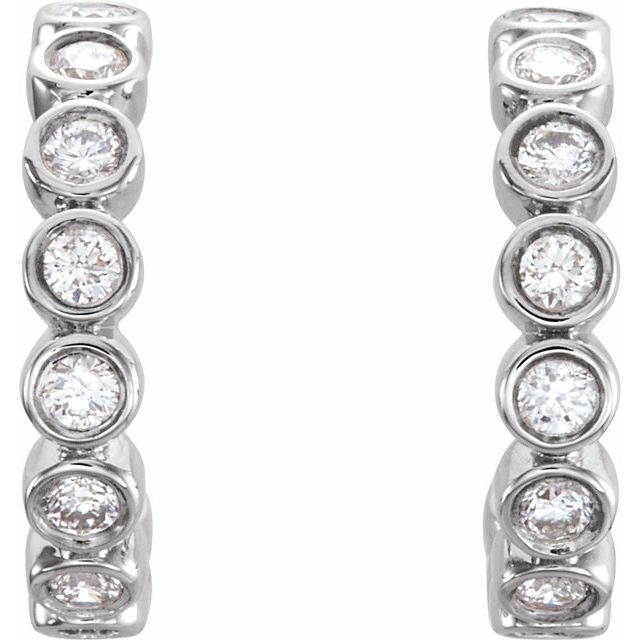 14k White 1/4 Ctw Natural Diamond Hoop Earrings
