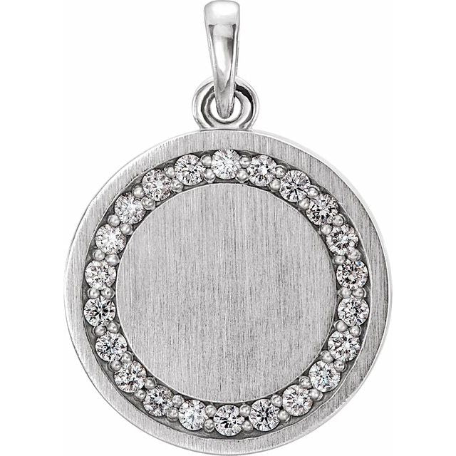 14k White 1/5 Ctw Natural Diamond Engravable 16-18' Necklace