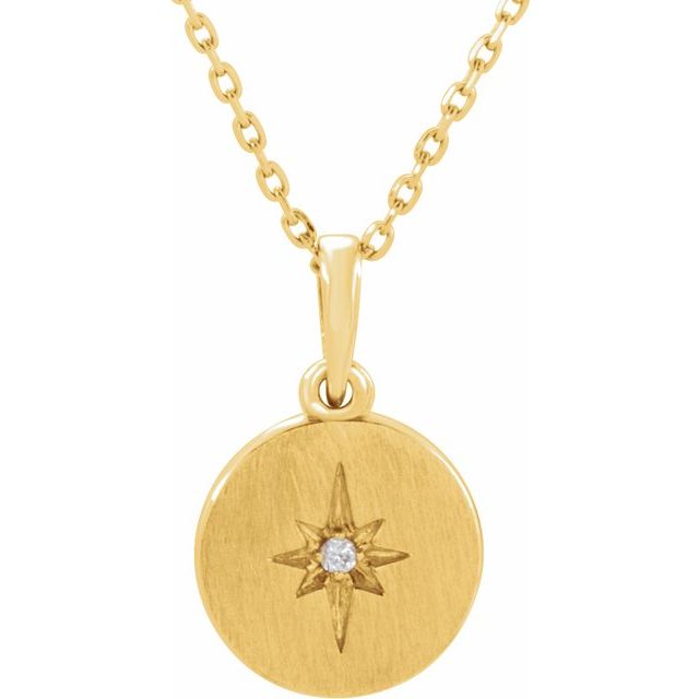 14k Yellow .01 Ct Natural Diamond Star 16-18' Necklace