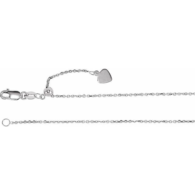 14K White 1 mm Adjustable Cable 16-22' Chain