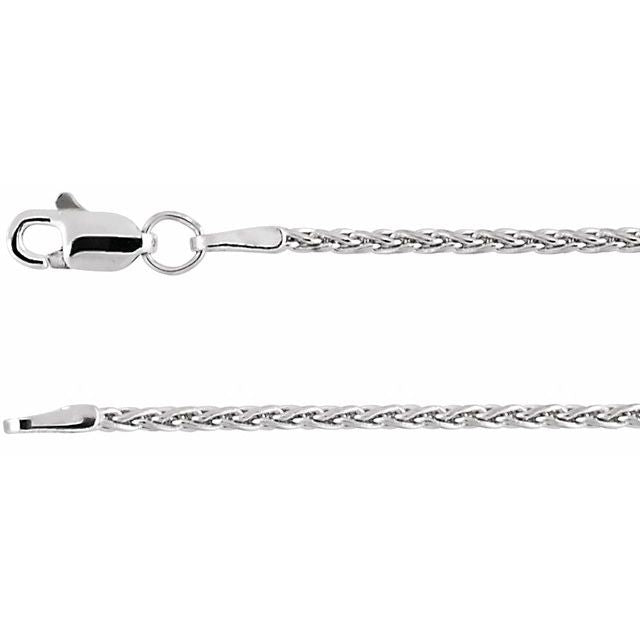 14K White 1.5 mm Wheat 7' Chain