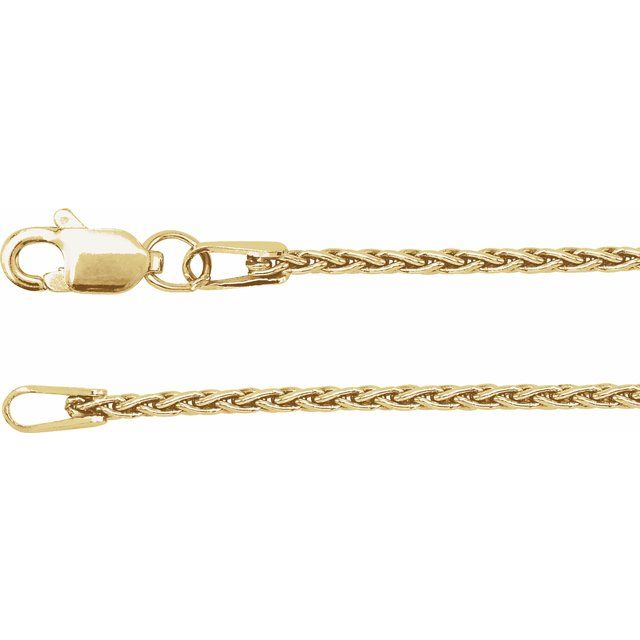 14K Yellow 1.25 mm Wheat 7' Chain