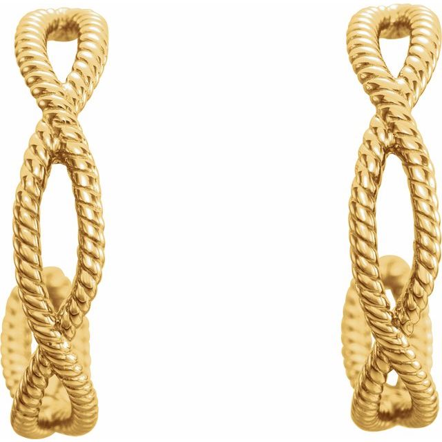 14k Yellow Rope 17 Mm Hoop Earrings