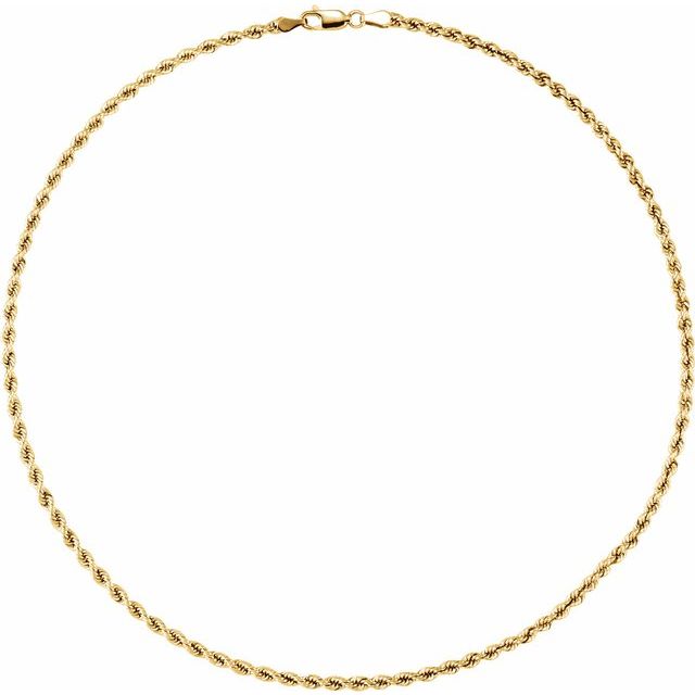 14K Yellow 3 mm Rope 20' Chain