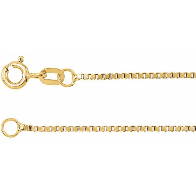 14K Yellow 1 mm Box 7' Chain