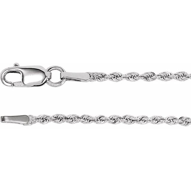 14K White 1.5 mm Rope 24' Chain