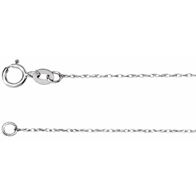 14K White .75 mm Rope 16' Chain