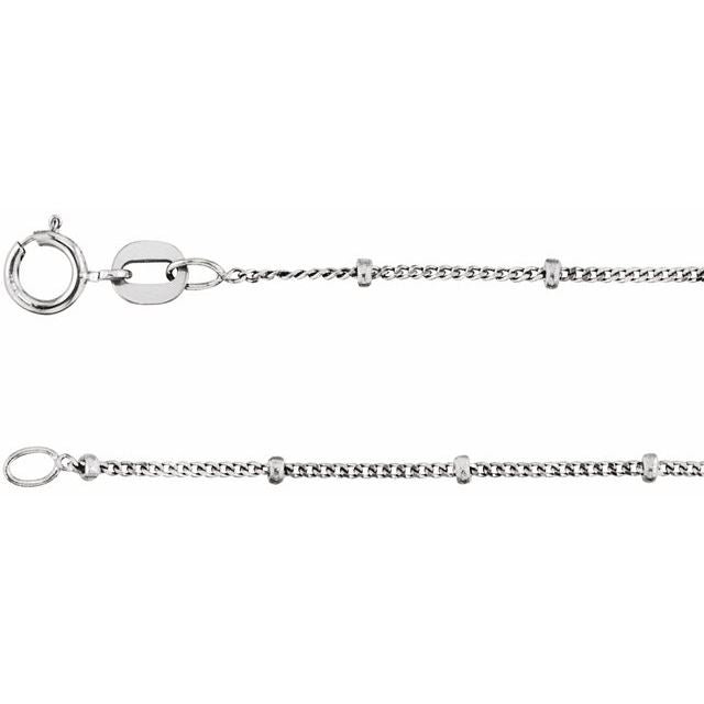 Sterling Silver 1 mm Beaded Curb 24' Chain