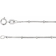 14k White 1 Mm Beaded Curb 20' Chain