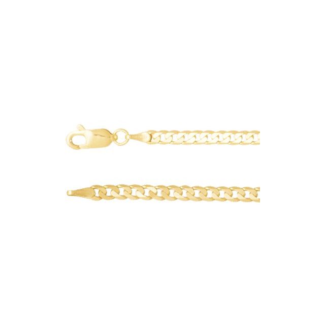 14K Yellow 3 mm Curb 7' Chain
