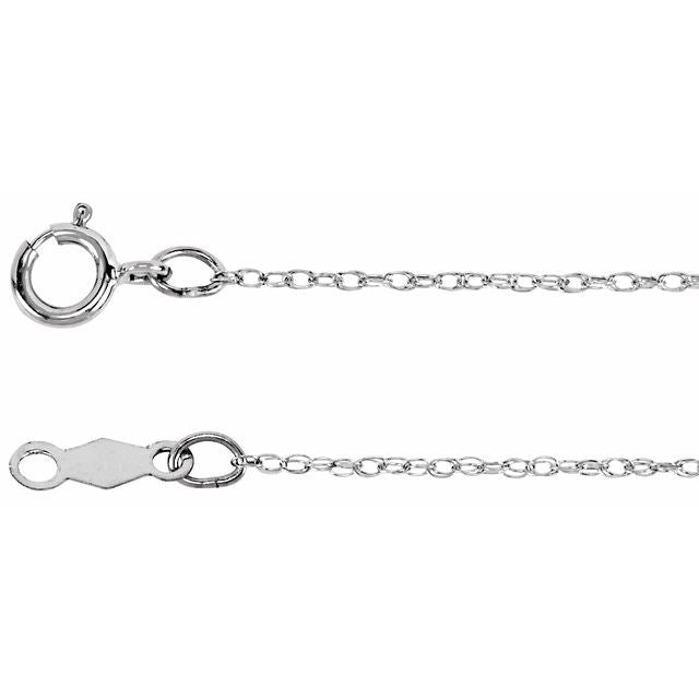 14K White .75 mm Rope 16' Chain
