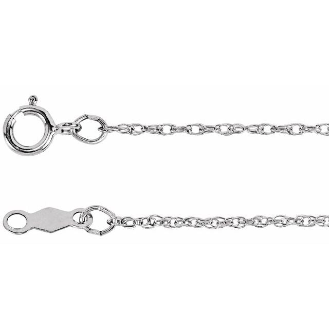 14k White 1 Mm Rope 20' Chain