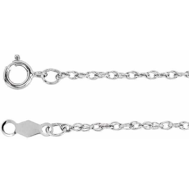 14K White 1.25 mm Rope 20' Chain