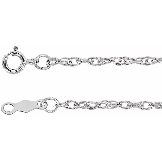 14K White 1.5 mm Rope 24' Chain