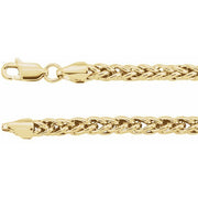 14K Yellow 3.25 mm Hollow Palma Wheat 20' Chain