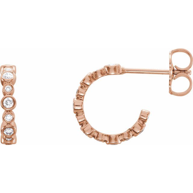 14k Rose 1/4 Ctw Natural Diamond Hoop Earrings