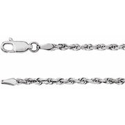 14K White 2.5 mm Diamond-Cut Rope 20' Chain