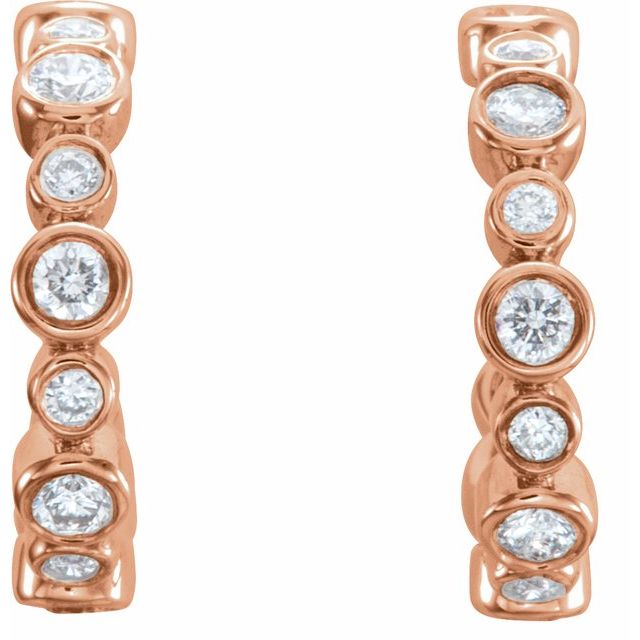 14k Rose 1/4 Ctw Natural Diamond Hoop Earrings