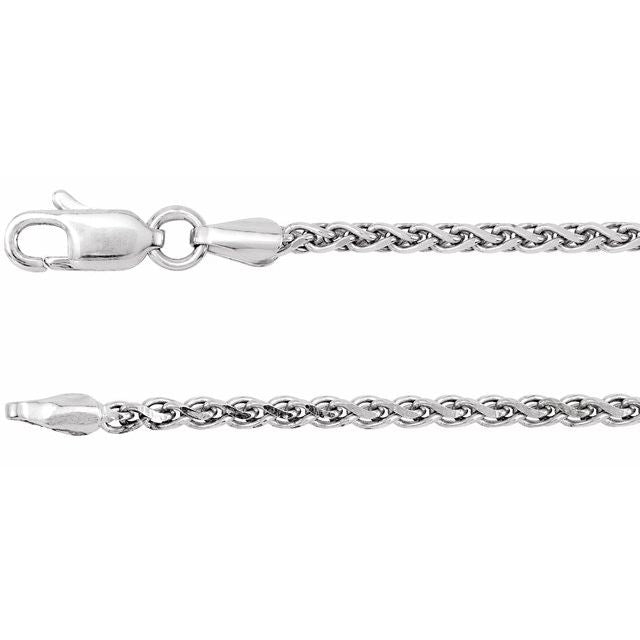 Sterling Silver 2 Mm Diamond-cut Wheat 24' Chain