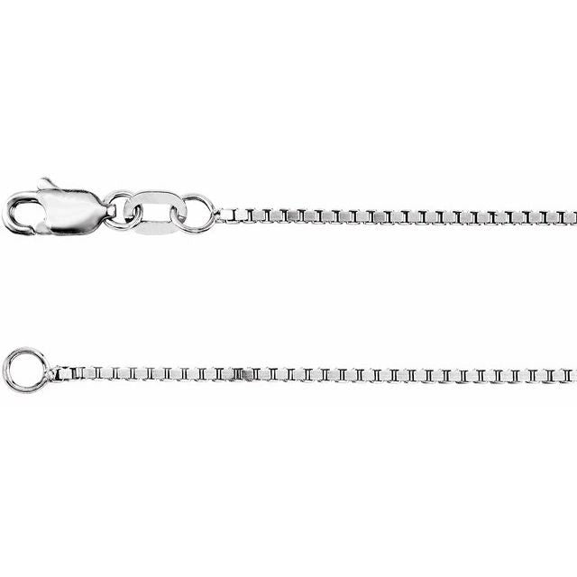 14K White 1 mm Box 7' Chain