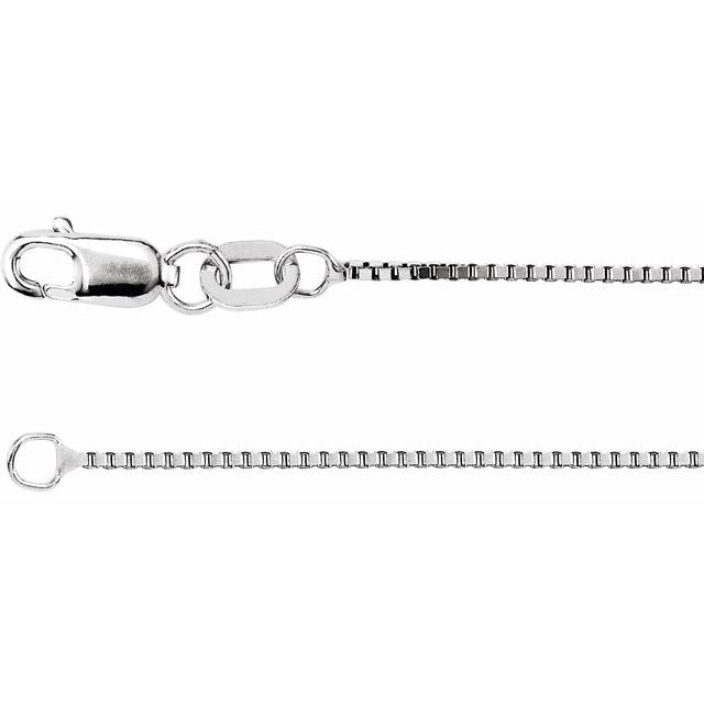 14K White .75 mm Box 7' Chain