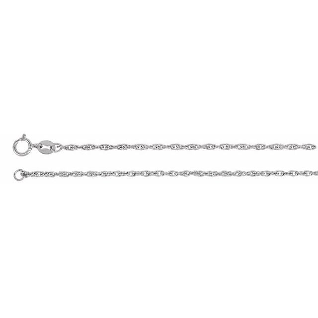 14K White 1.75 mm Rope 24' Chain