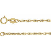 14K Yellow 1.75 mm Rope 18' Chain