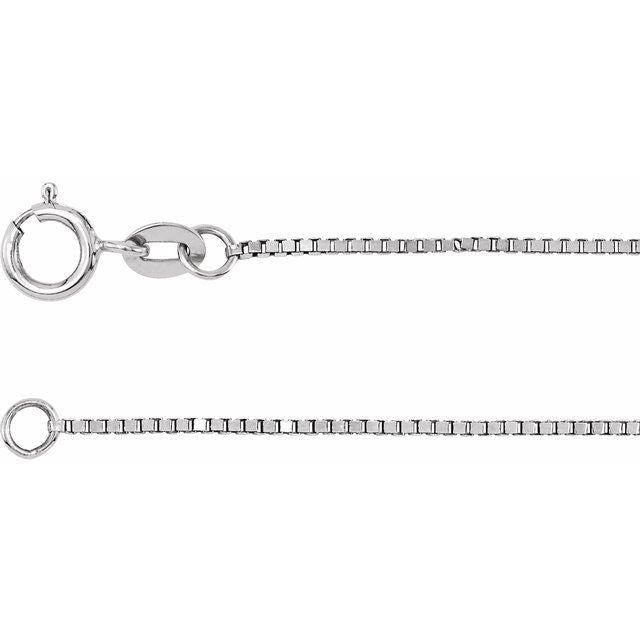 14k White .75 Mm Box 7' Chain