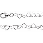 Sterling Silver 4.5 mm Heart 7 1/4' Chain