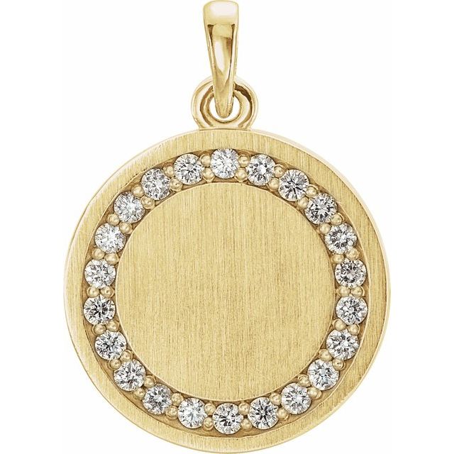14k Yellow 1/5 Ctw Natural Diamond Engravable 16-18' Necklace