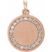14k Rose 1/5 Ctw Natural Diamond Engravable 16-18' Necklace