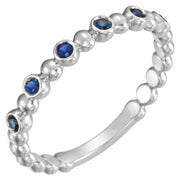 14k White Natural Blue Sapphire Stackable Ring