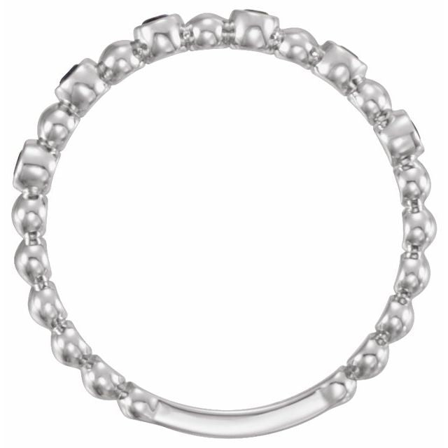 14k White Natural Blue Sapphire Stackable Ring