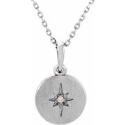 Sterling Silver .01 Ct Natural Diamond Star 16-18' Necklace