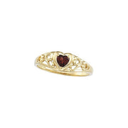 14K Yellow Natural Mozambique Garnet Heart Ring