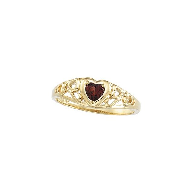 14K Yellow Natural Mozambique Garnet Heart Ring