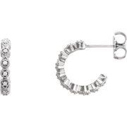 14k White .08 Ctw Natural Diamond 11.2 Mm Hoop Earrings