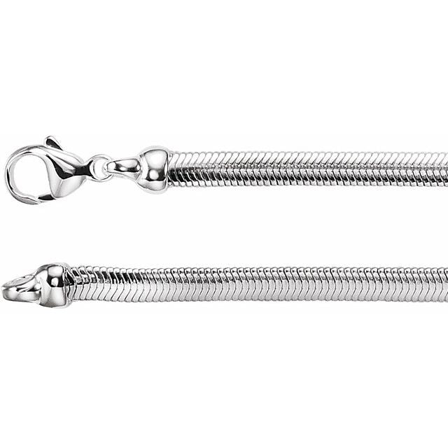 Sterling Silver 4.25 mm Oval Snake 20' Chain