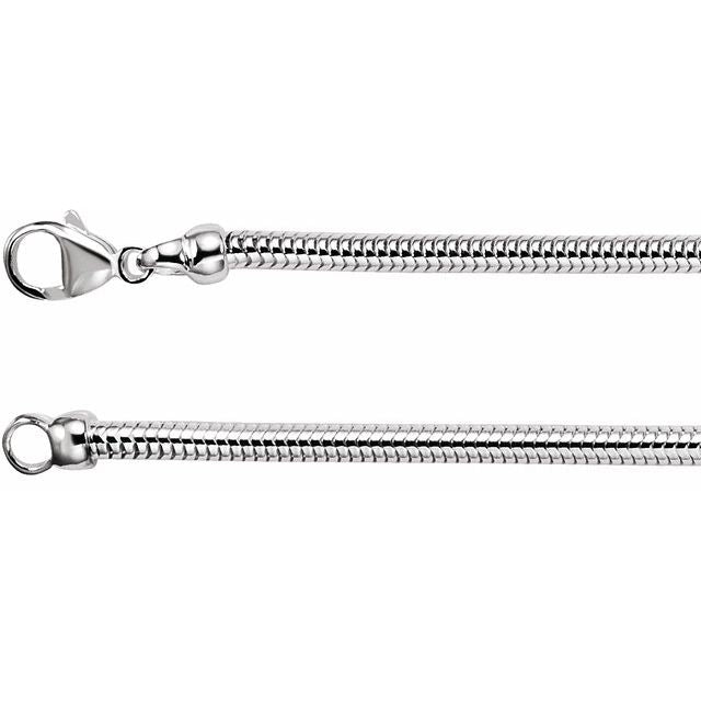 Sterling Silver 3.25 mm Round Snake 20' Chain