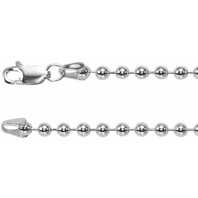 Sterling Silver 3 Mm Hollow Bead 20' Chain