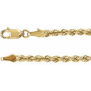 14K Yellow 3 mm Rope 24' Chain