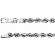 14K White 3.9 mm Diamond-Cut Rope 20' Chain