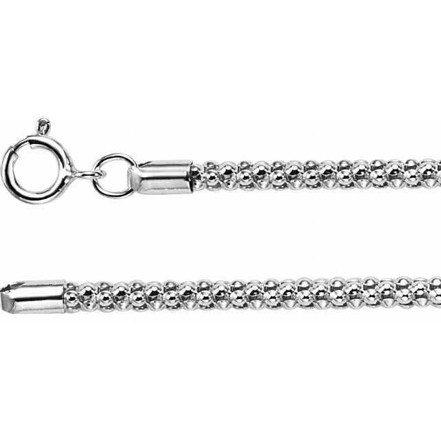 Sterling Silver 2.75 Mm Popcorn 18' Chain