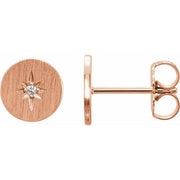 14k Rose .02 Ctw Natural Diamond Earrings