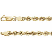 14K Yellow 3.9 mm Diamond-Cut Rope 24' Chain