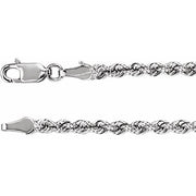14K White 3 mm Rope 20' Chain